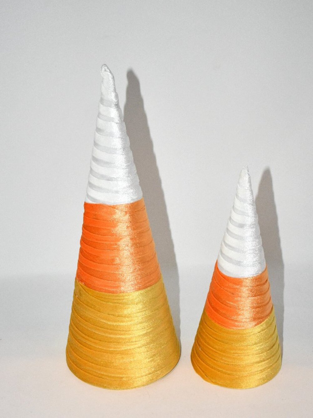DoubleFill 2 Pc Halloween Candy Corn Table Centerpieces Velvet Cone Decorations